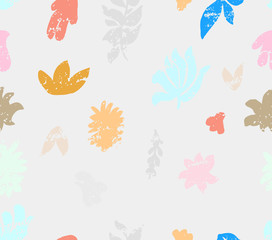 Colorful vector seamless pattern. Hand drawn texturized shapes. Trendy vibrant colors.