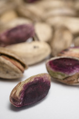 Just picked pistachio from Bronte Sicily on white background