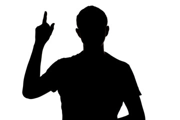 silhouette of an unknown man who dawned on a thought on a white isolated background, concept idea,...