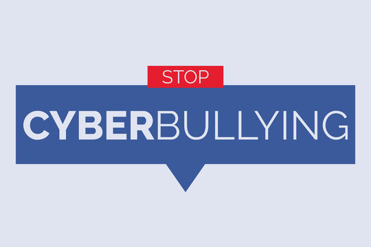 Cyberbullying banner isolated on light blue background.