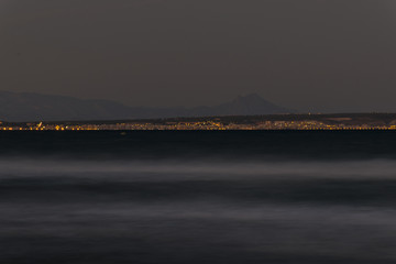 Fototapeta premium View of Santa Pola at nightfall, Alicante
