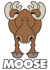 Curious Cartoon Moose is staring toward viewer