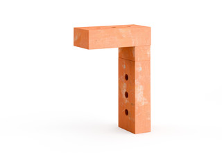 3d render brick digits CG on white background
