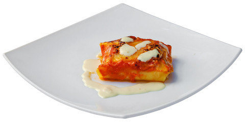 Italian food - classic Lasagna with bolognese sauce.