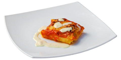 Italian food - classic Lasagna with bolognese sauce.