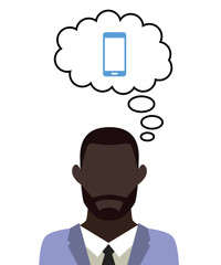 Mann überlegt - Smartphone