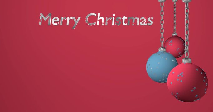 rotierende Kugeln an einer Kette mit Text Merry Christmas