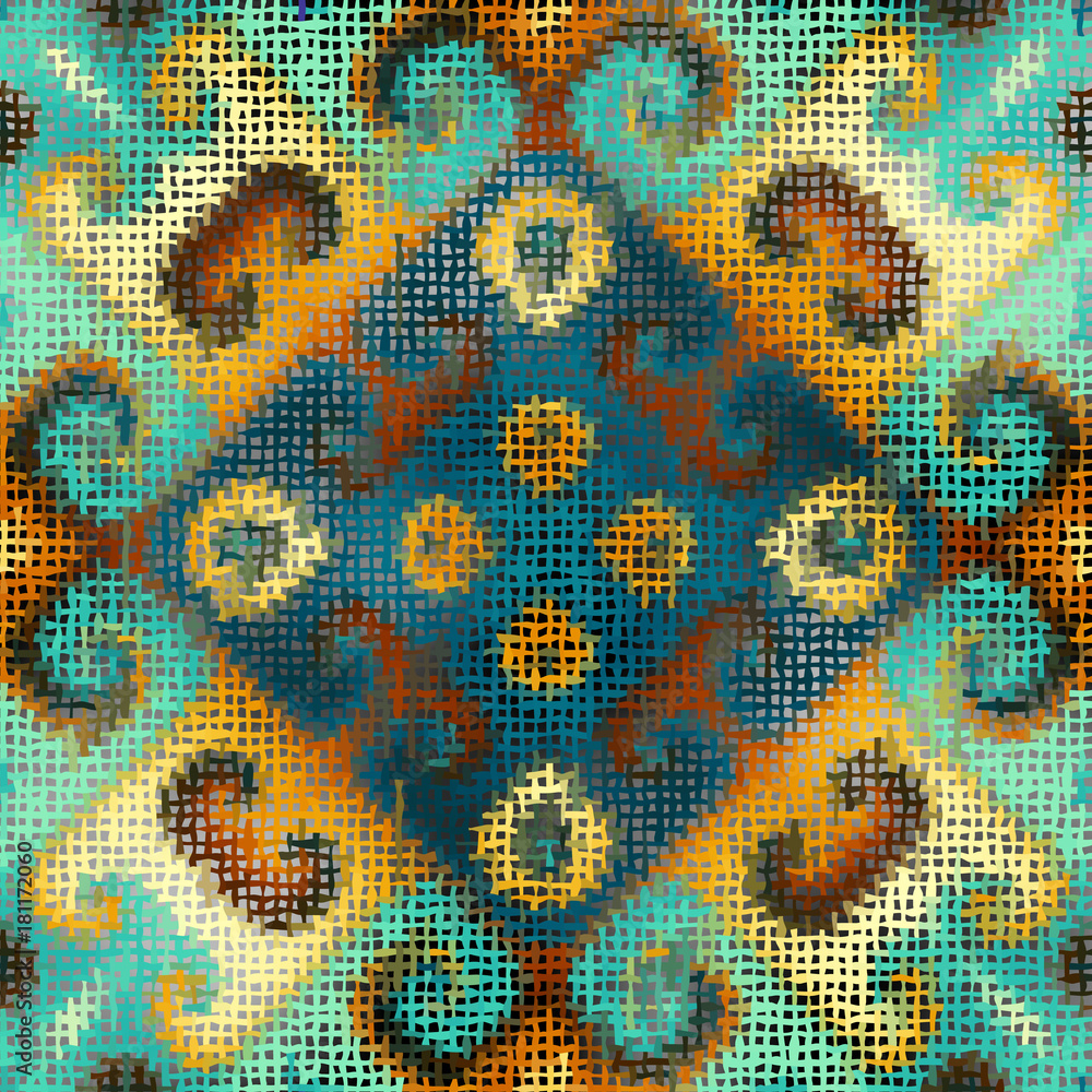 Poster Seamless background pattern. Imitation of a texture of rough canvas painted with paint.
