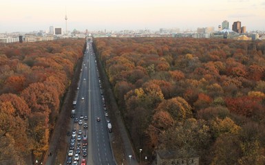 November in Berlin; Blick von der Siegessäule über den Tiergarten nach Osten