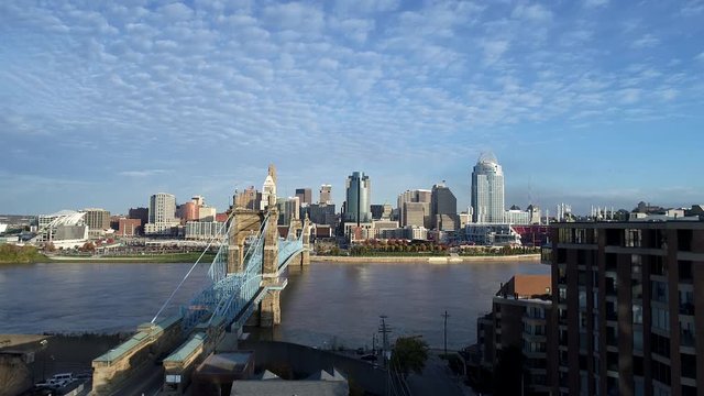 Cincinnati aerial view over the Ohio River
