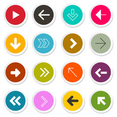 Arrow. Vector Set. Arrows in Colorful Paper Circles.