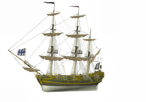 Sail Ship isolated on white background. 3D render