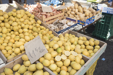 Lemons at fish market Catania Sicily