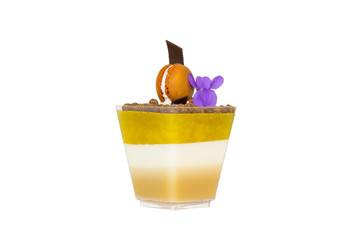 Mini canap with elements of molecular kitchen on white background