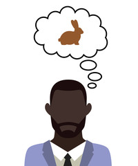 Mann überlegt - Hase