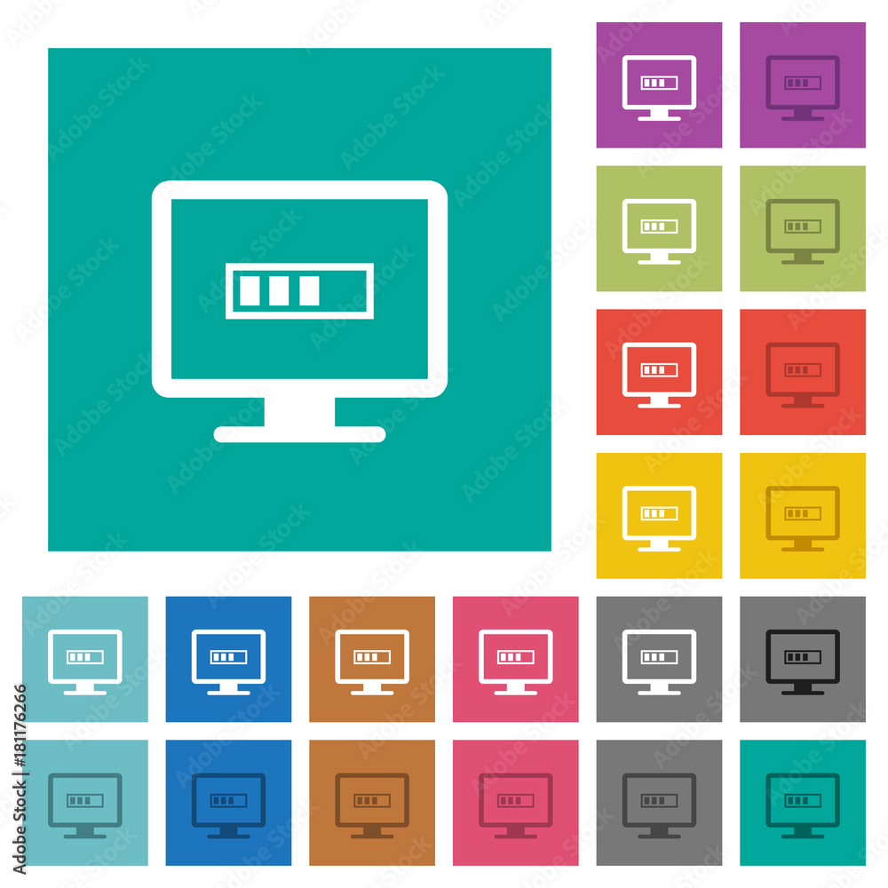 Poster operation in progress square flat multi colored icons