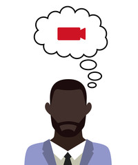 Mann überlegt - Digitalkamera