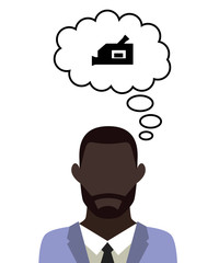 Mann überlegt - Camcorder