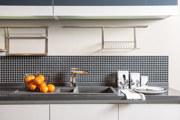 Fototapeta na wymiar decorative grey kitchen concept