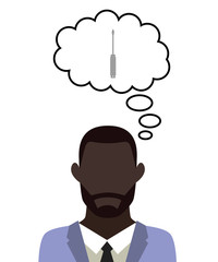 Mann überlegt - Schraubendreher