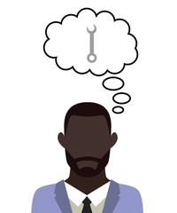 Mann überlegt - Schraubenschlüssel