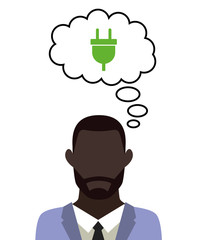 Mann überlegt - Stecker