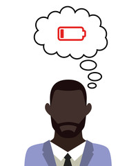 Mann überlegt - leere Batterie