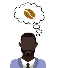 Mann überlegt - Kaffeebohnen