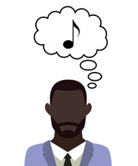 Mann überlegt - Musiknote