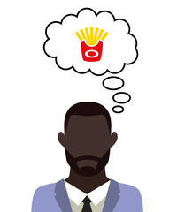 Mann überlegt - Pommes Frites