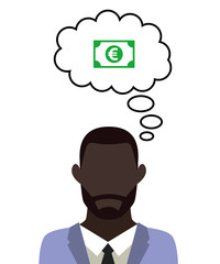 Mann überlegt - Geldschein - Euro