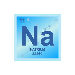 Vector symbol of Sodium from the Periodic Table of the elements on the background from connected molecules