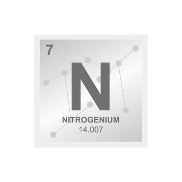 Vector symbol of Nitrogen from the Periodic Table of the elements on the background from connected molecules