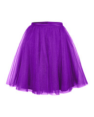 Violet tulle ballerina skirt isolated on white