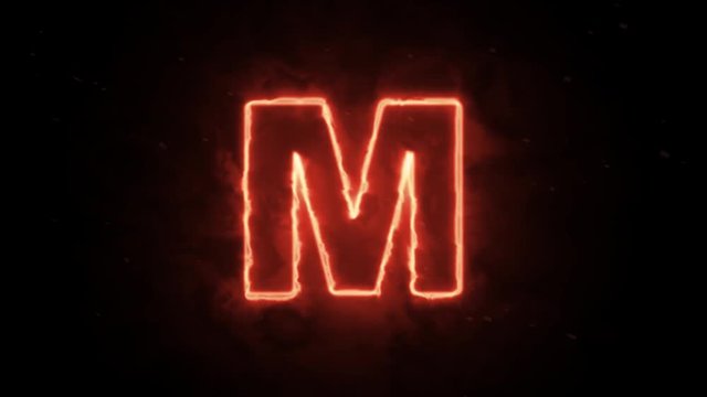 Letter M - hot burning alphabet letter symbol on dark background