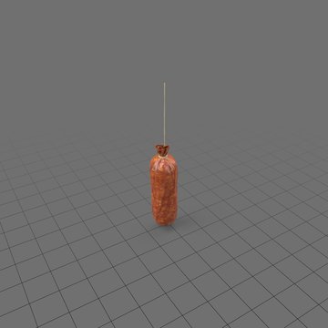 Single sausage hanging from string