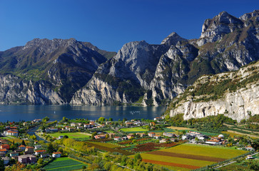 Fototapeta na wymiar Panorama of the Lake Garda - Riva del Garda, Italy, Europe