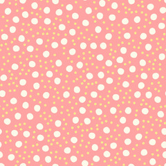 Baby Fun Hand Drawn Dots Asymmetrical Seamless Pattern, Dotted Swiss