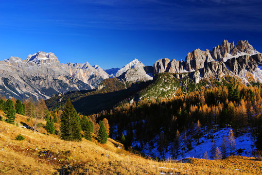 Alpine landscape in the Dolomites, Italy, Europe