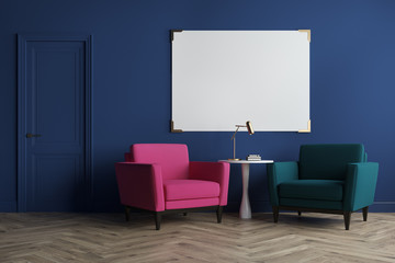 Pink and green armchairs, poster