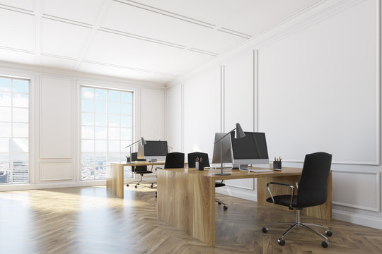 White open space office interior corner