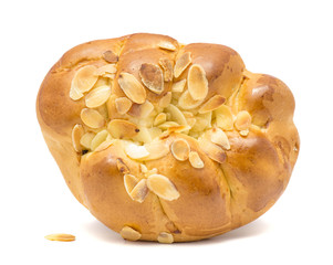 Braided bread isolated on white background.