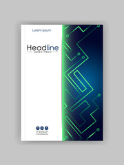 Futuristic lines cover template design with green velvet lines.