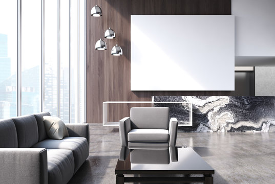 Modern living room with poster
