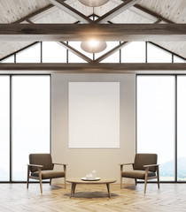 Two armchairs and a poster, living room