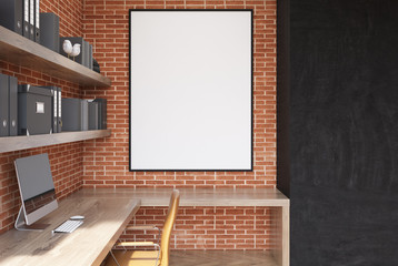 Fototapeta premium Brick and black CEO office interior, poster