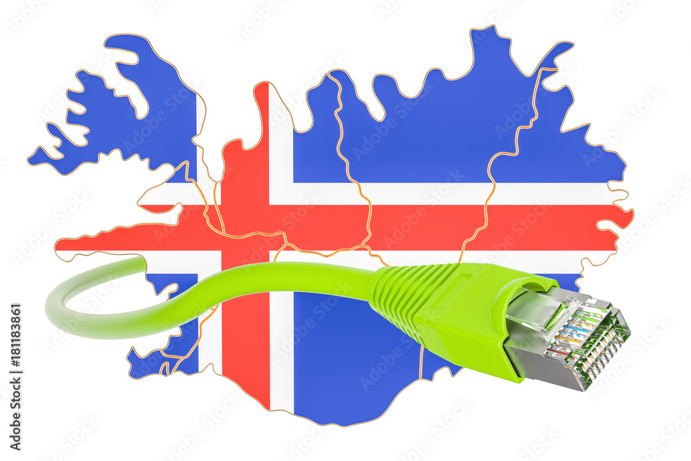 Poster internet connection in iceland concept. 3d rendering
