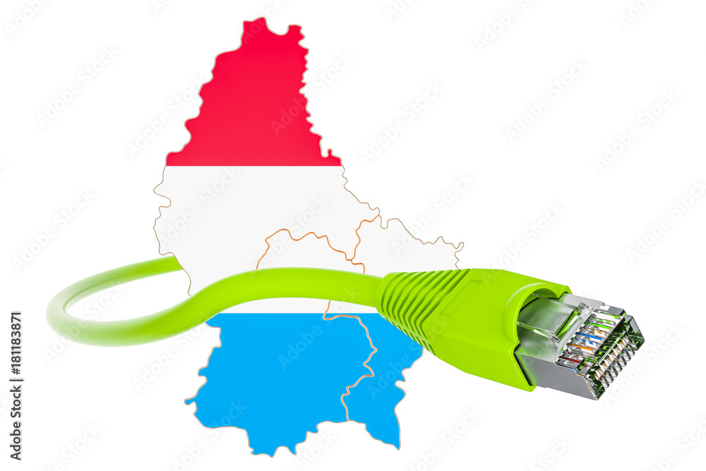 Aufkleber internet connection in luxembourg concept. 3d rendering