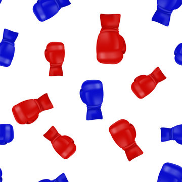 Red Blue Boxing Gloves Seamless Pattern