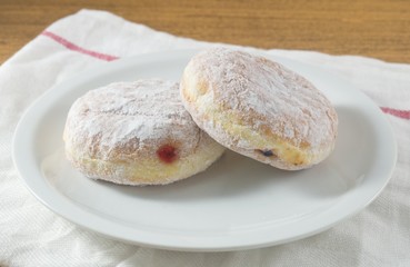 Two Fresh Donut Filled with Strawberry Jam